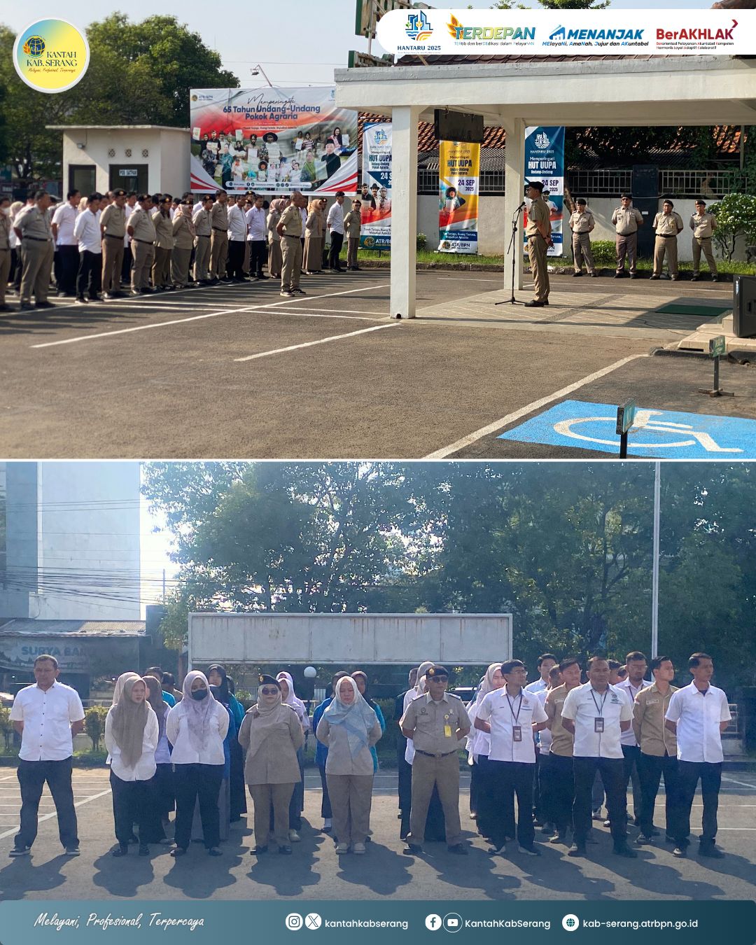 Kepala Seksi Penetapan Hak dan Pendaftaran pada Kantor Pertanahan Kabupaten Serang, Bapak Lucky Lukman Hakim, S.Tr., M.H. bertindak sebagai pembina apel pagi