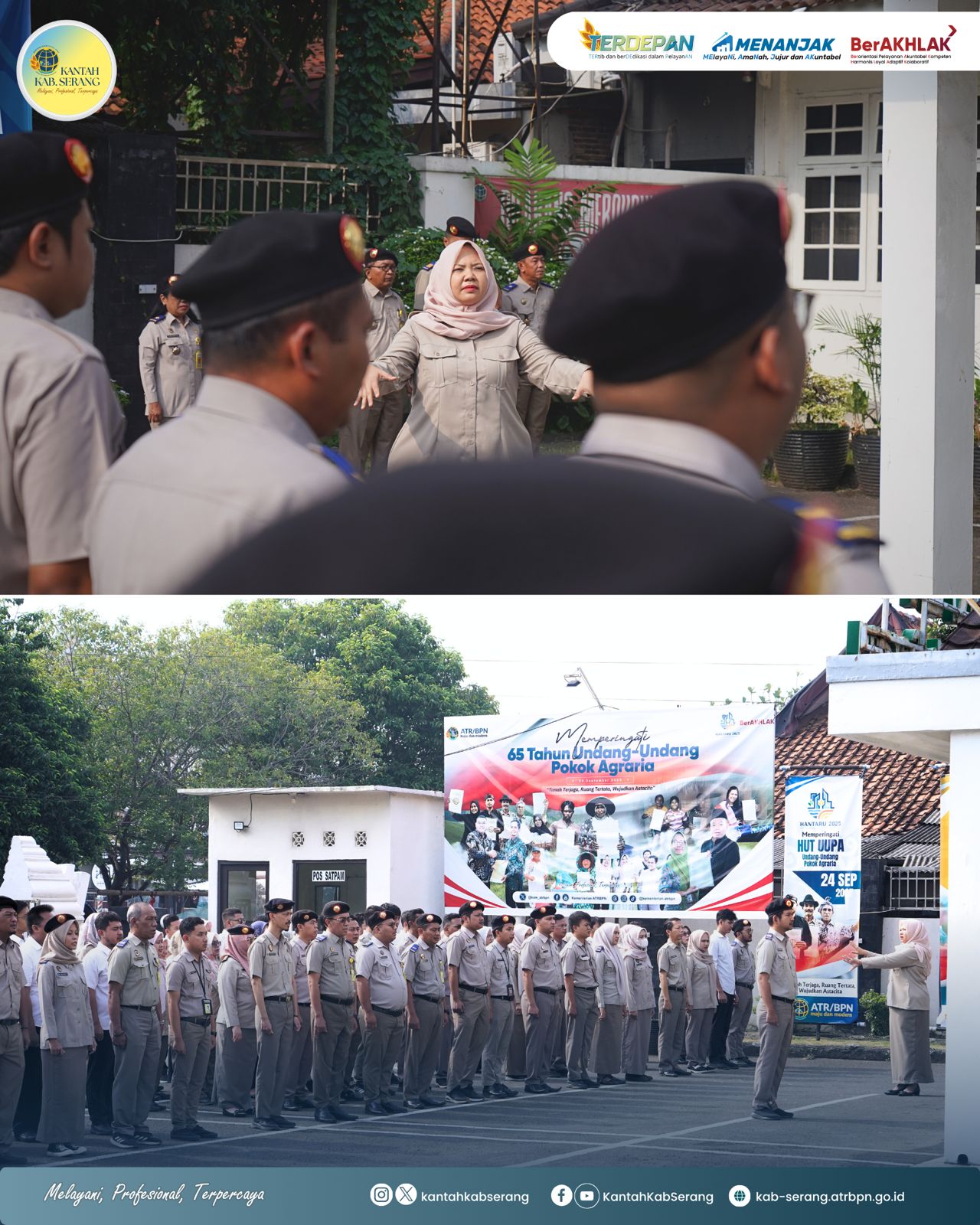 Kantor Pertanahan Kabupaten Serang melaksanakan apel pagi rutin di halaman kantor