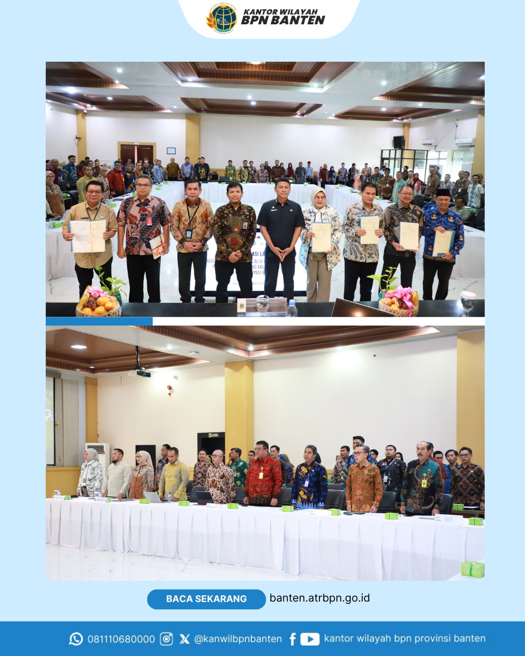 Kantor Wilayah BPN Provinsi Banten menyerahkan 130 sertipikat Barang Milik Negara (BMN) dan Barang Milik Daerah (BMD) kepada Pemerintah Provinsi Banten serta pemerintah kabupaten/kota